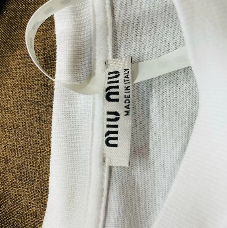 Miu Miu Miu Miu White Cotton Women's T-Shirt 0089 Size S / US 4 / IT 40 - 3 Thumbnail