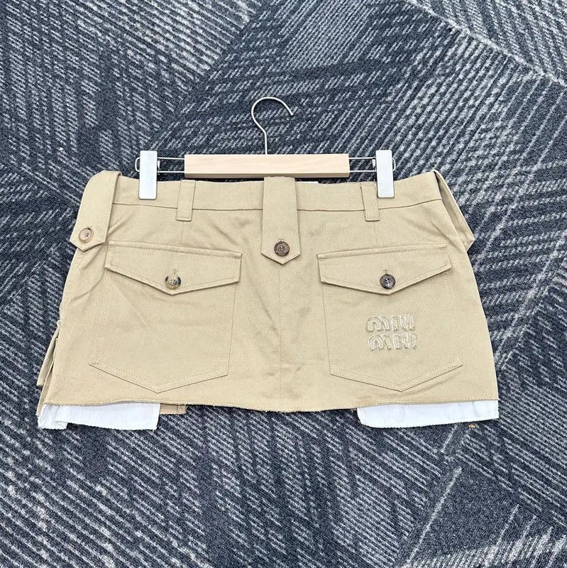 Miu Miu Miu Miu Khaki Cotton Women's Skirt 0089 Size 27" / US 4 / IT 40 - 2 Thumbnail
