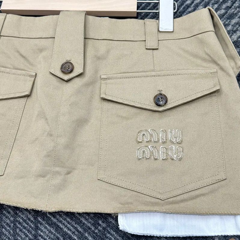 Miu Miu Miu Miu Khaki Cotton Women's Skirt 0089 Size 27" / US 4 / IT 40 - 4 Thumbnail