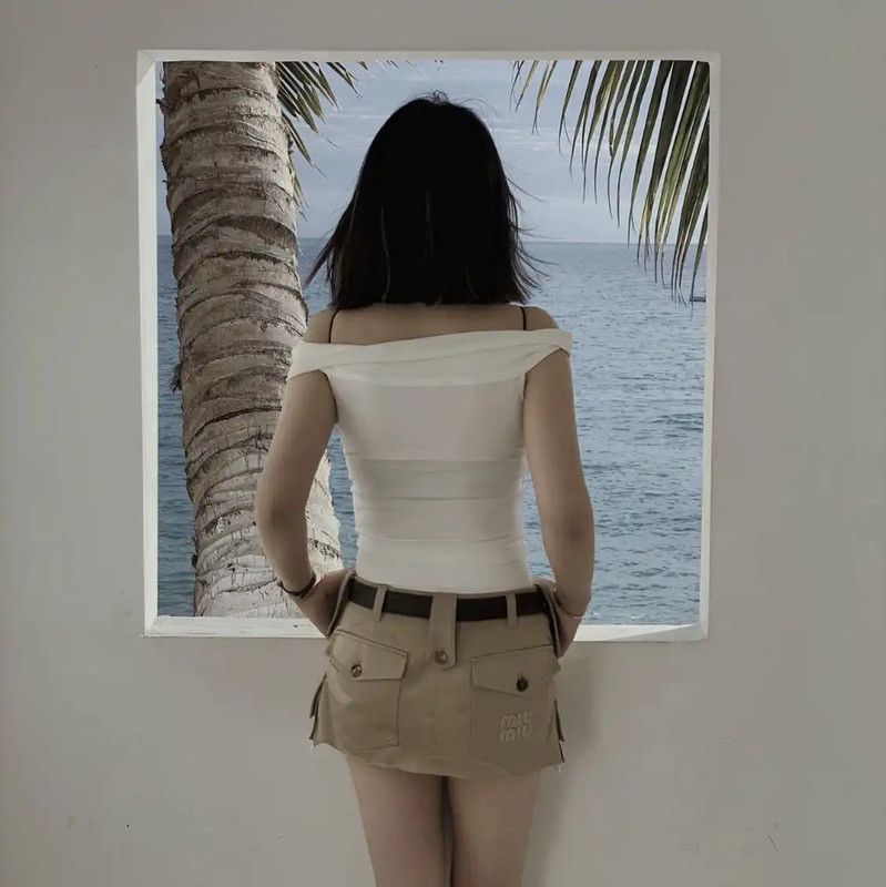 Miu Miu Miu Miu Khaki Cotton Women's Skirt 0089 Size 27" / US 4 / IT 40 - 8 Thumbnail