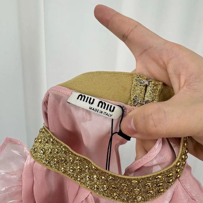 Miu Miu Miu Miu Summer Pink Ruffled Short Sleeve Tee 0089 Size S / US 4 / IT 40 - 5 Thumbnail