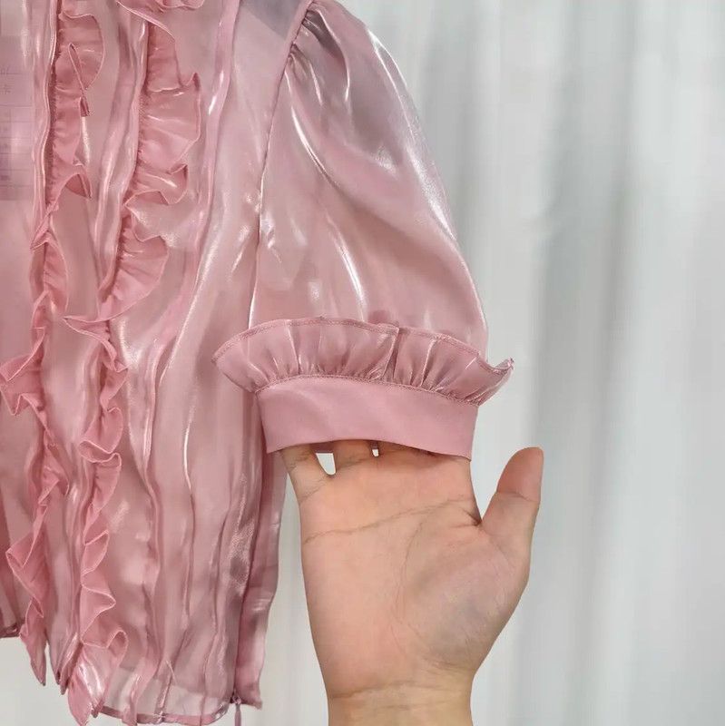 Miu Miu Miu Miu Summer Pink Ruffled Short Sleeve Tee 0089 Size S / US 4 / IT 40 - 4 Thumbnail