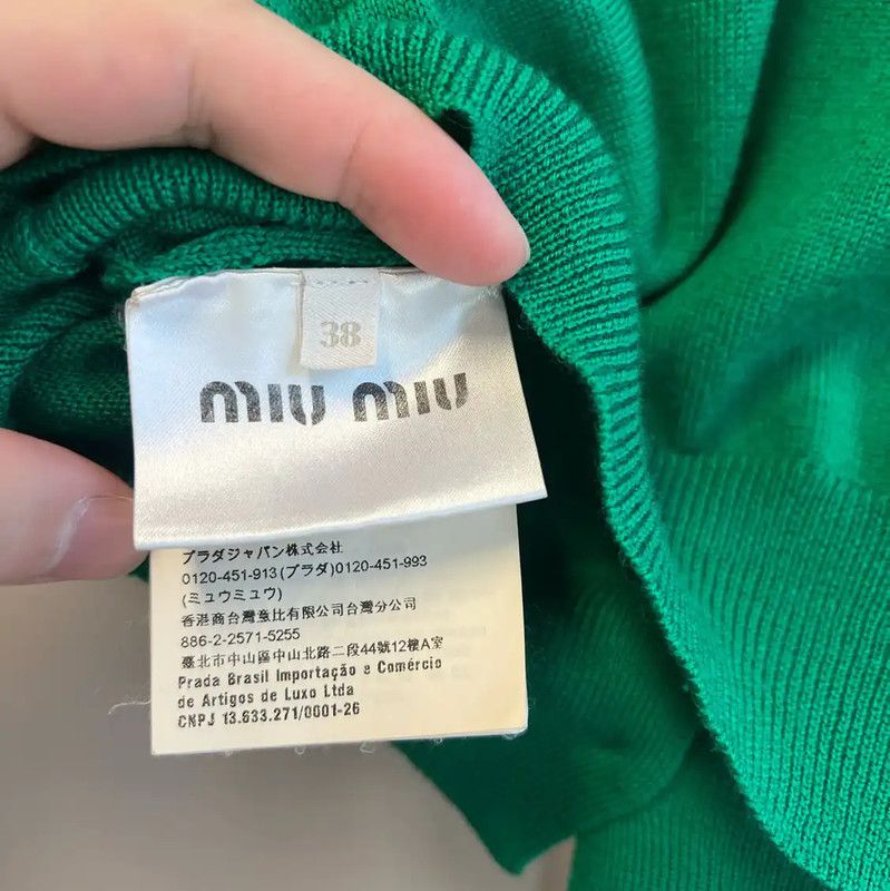 Miu Miu Miu Miu Green Cotton Short-Sleeve Sweater 0089 Size M / US 6-8 / IT 42-44 - 5 Thumbnail