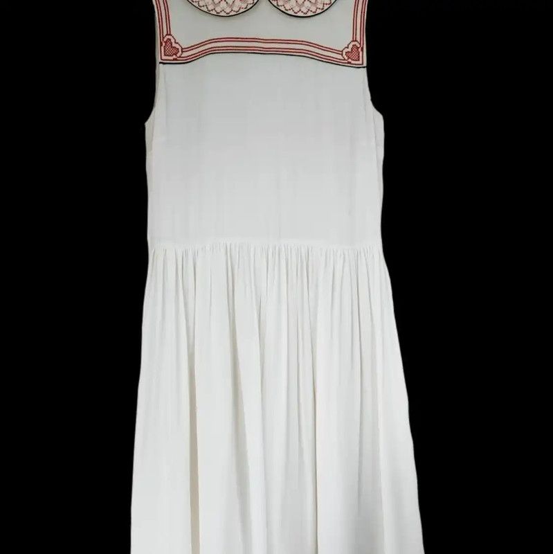 Miu Miu Miu Miu Summer White Silk Embroidered Dress 0089 Size M / US 6-8 / IT 42-44 - 2 Thumbnail