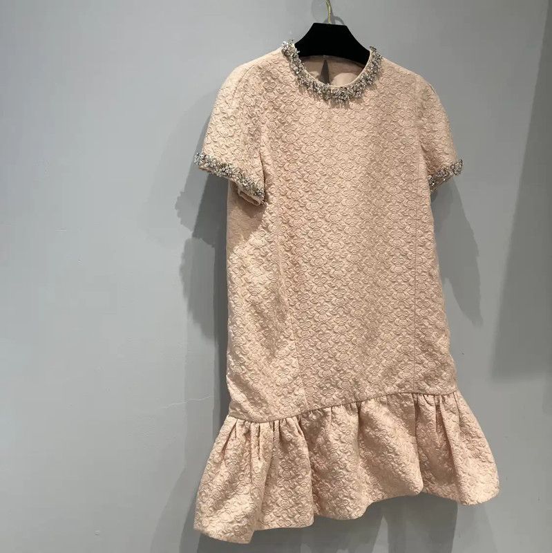 Miu Miu Miu Miu Pink Printed Cotton Blend Short Dress 0089 Size L / US 10 / IT 46 - 3 Thumbnail