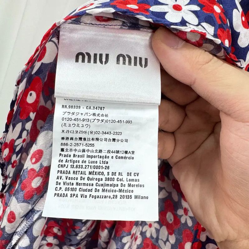 Miu Miu Floral Silk Blend Short Sleeve Dress 0089