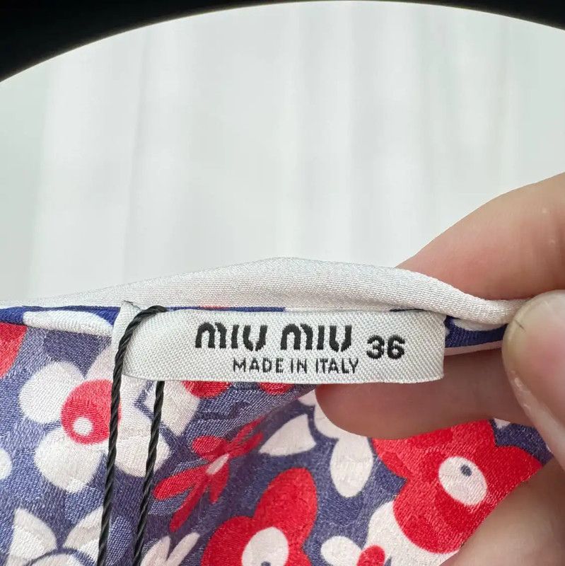 Miu Miu Floral Silk Blend Short Sleeve Dress 0089