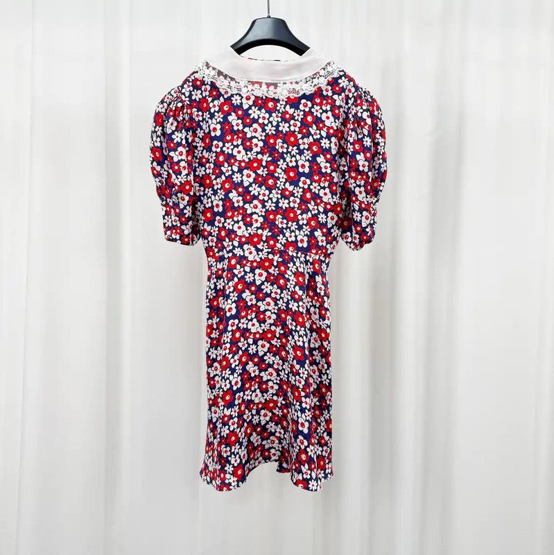 Miu Miu Floral Silk Blend Short Sleeve Dress 0089