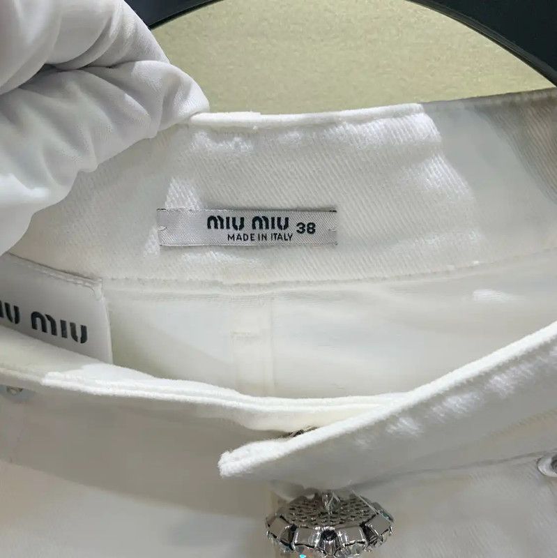 Miu Miu Miu Miu White Cotton Skirt for Women 0089 Size 27" / US 4 / IT 40 - 4 Thumbnail