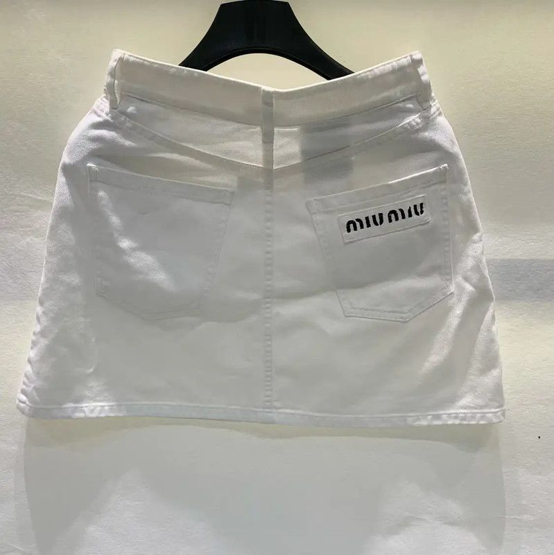 Miu Miu Miu Miu White Cotton Skirt for Women 0089 Size 27" / US 4 / IT 40 - 2 Thumbnail