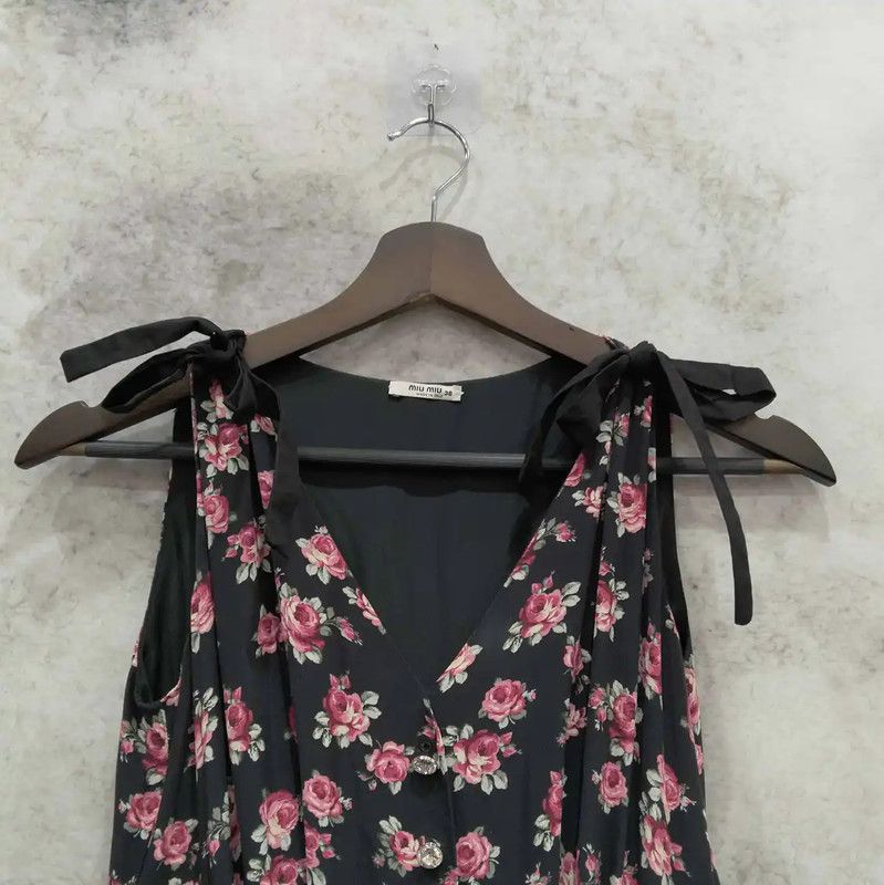 Miu Miu Miu Miu Summer Denim Floral Sleeveless Dress 0089 Size M / US 6-8 / IT 42-44 - 3 Thumbnail