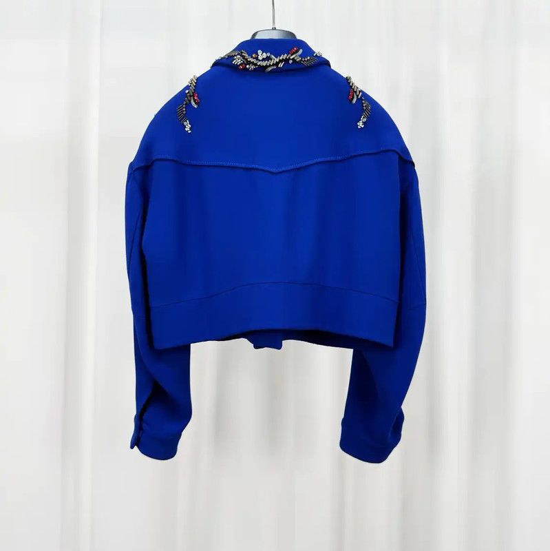 Miu Miu Miu Miu Embroidered Blue Wool Jacket 0089 Size M / US 6-8 / IT 42-44 - 2 Thumbnail