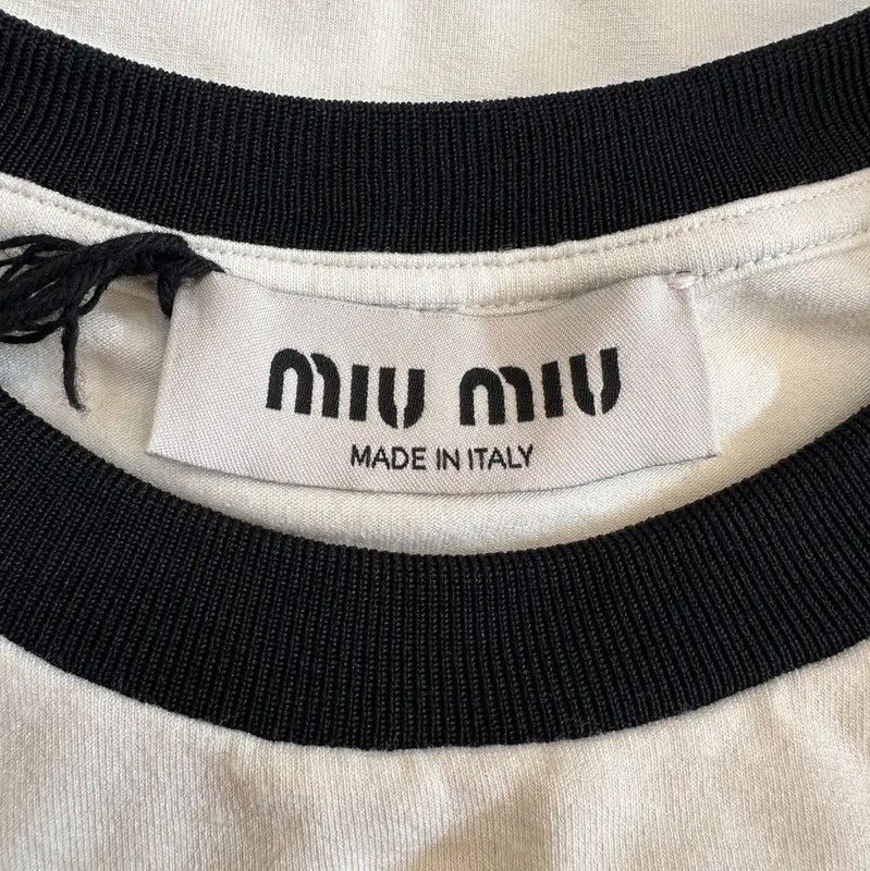 Miu Miu Miu Miu White Cotton Graphic T-Shirt 0089 Size S / US 4 / IT 40 - 6 Thumbnail