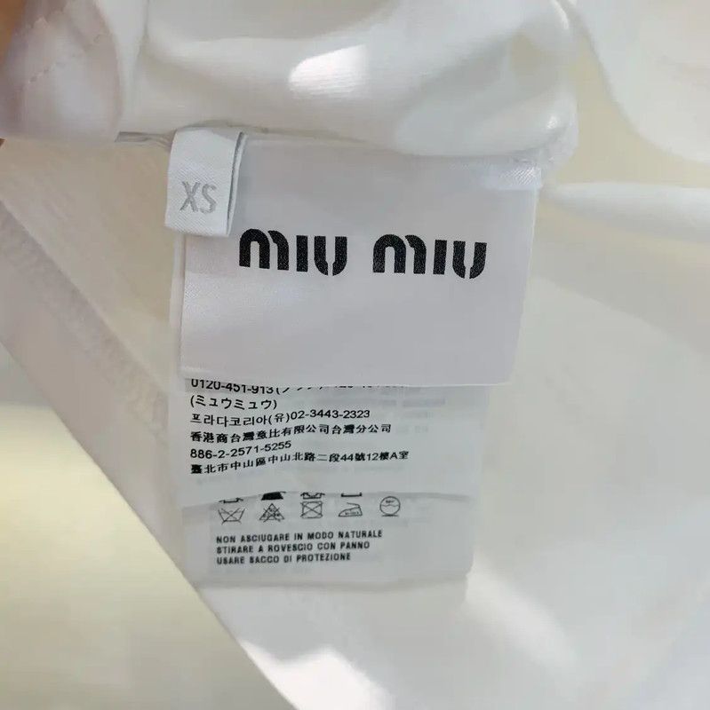 Miu Miu Miu Miu White Cotton Women's T-Shirt 0089 Size XS / US 0-2 / IT 36-38 - 4 Thumbnail