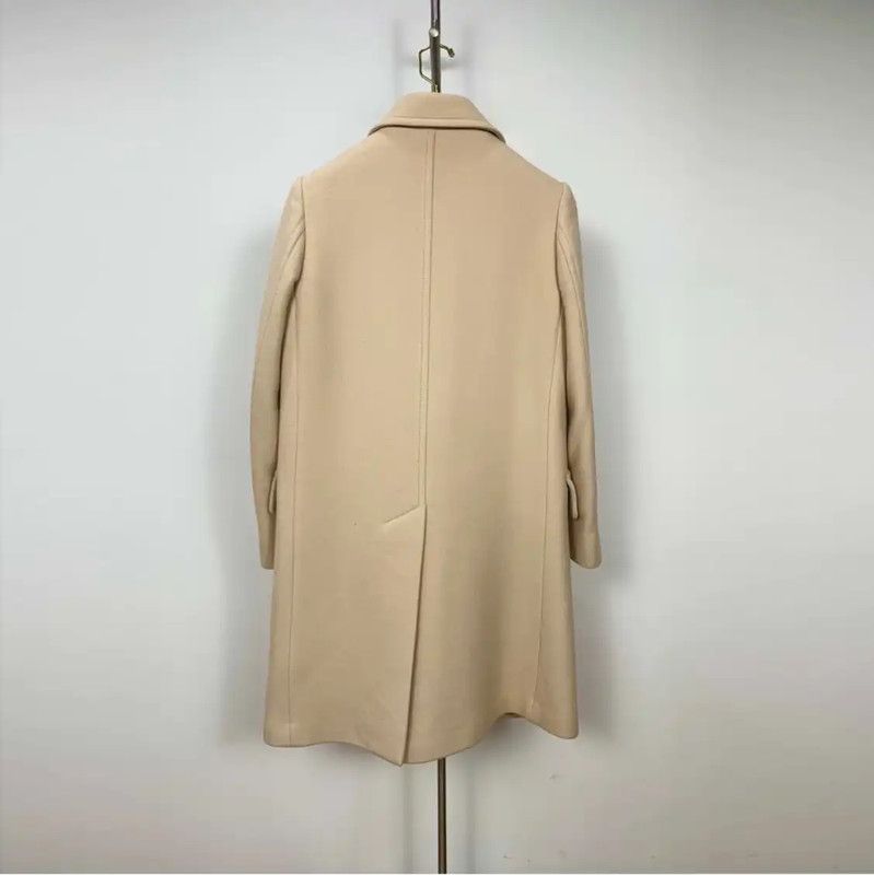 Miu Miu Miu Miu Beige Wool Logo-Trimmed Coat 0089 Size M / US 6-8 / IT 42-44 - 2 Thumbnail