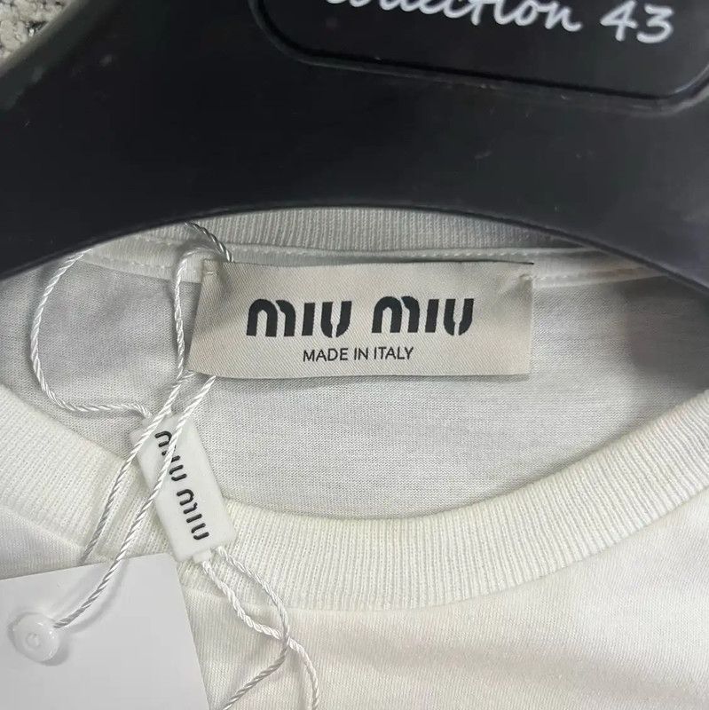 Miu Miu Miu Miu White Cotton Women's T-Shirt 0089 Size XS / US 0-2 / IT 36-38 - 3 Thumbnail