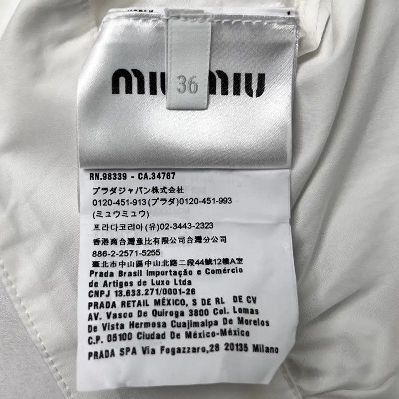 Miu Miu Miu Miu White Cotton Blend Cropped Shirt 0089 Size L / US 10 / IT 46 - 5 Thumbnail