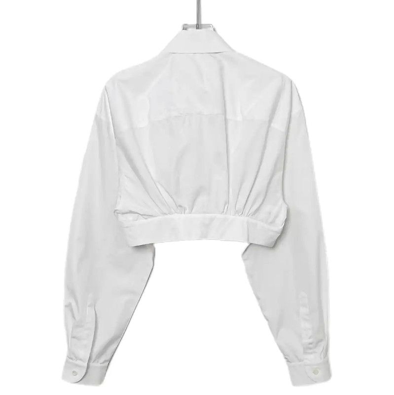 Miu Miu Miu Miu White Cotton Blend Cropped Shirt 0089 Size L / US 10 / IT 46 - 2 Thumbnail