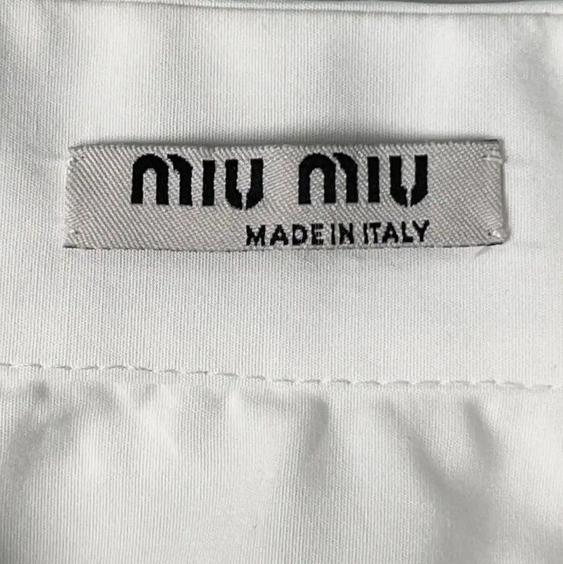 Miu Miu Miu Miu White Cotton Blend Cropped Shirt 0089 Size L / US 10 / IT 46 - 4 Thumbnail