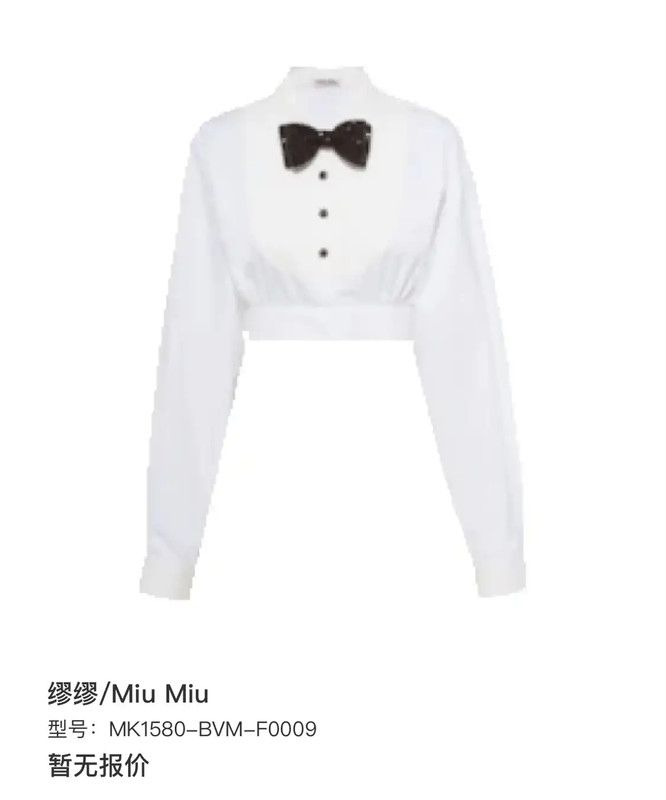 Miu Miu Miu Miu White Cotton Blend Cropped Shirt 0089 Size L / US 10 / IT 46 - 7 Thumbnail