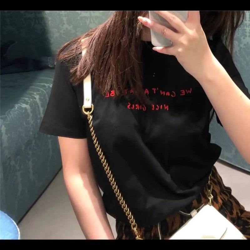 Miu Miu Miu Miu Black Cotton Tee with Slogan 0089 Size XS / US 0-2 / IT 36-38 - 9 Thumbnail