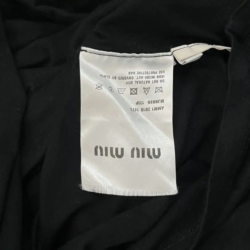Miu Miu Miu Miu Black Cotton Tee with Slogan 0089 Size XS / US 0-2 / IT 36-38 - 7 Thumbnail