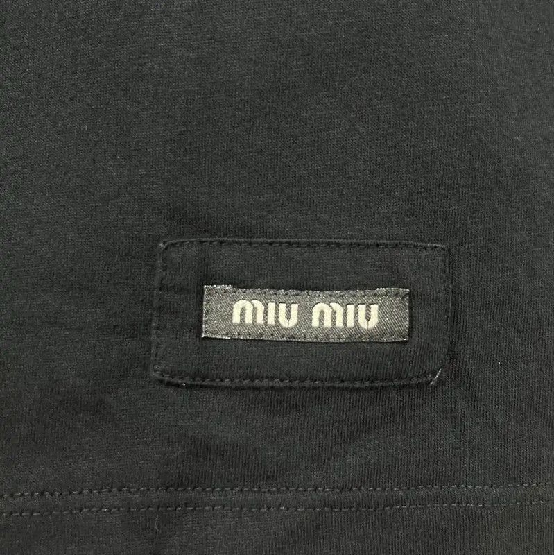 Miu Miu Miu Miu Black Cotton Tee with Slogan 0089 Size XS / US 0-2 / IT 36-38 - 3 Thumbnail