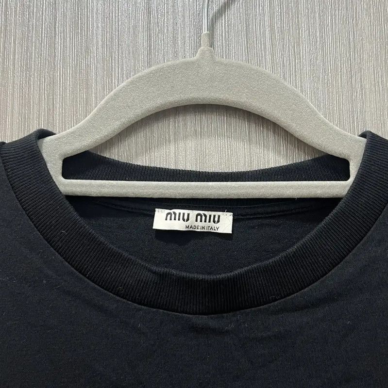 Miu Miu Miu Miu Black Cotton Tee with Slogan 0089 Size XS / US 0-2 / IT 36-38 - 4 Thumbnail