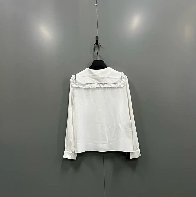 Miu Miu Miu Miu White Cotton Long Sleeve Shirt 0089 Size ONE SIZE - 3 Thumbnail