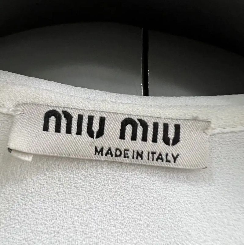 Miu Miu Miu Miu White Cotton Long Sleeve Shirt 0089 Size ONE SIZE - 2 Thumbnail