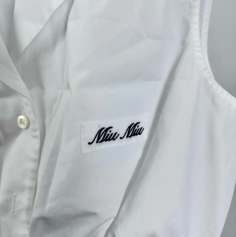 Miu Miu Miu Miu White Cotton Blend T-Shirt 0089 Size M / US 6-8 / IT 42-44 - 4 Thumbnail