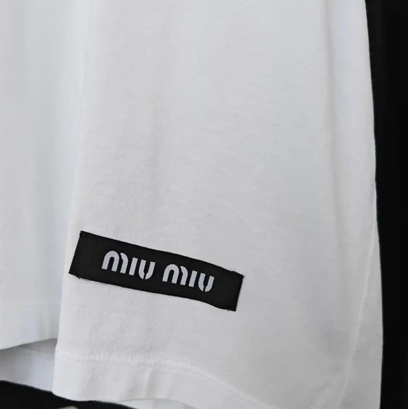 Miu Miu Miu Miu White Summer Cotton Lace Tee 0089 Size ONE SIZE - 7 Thumbnail