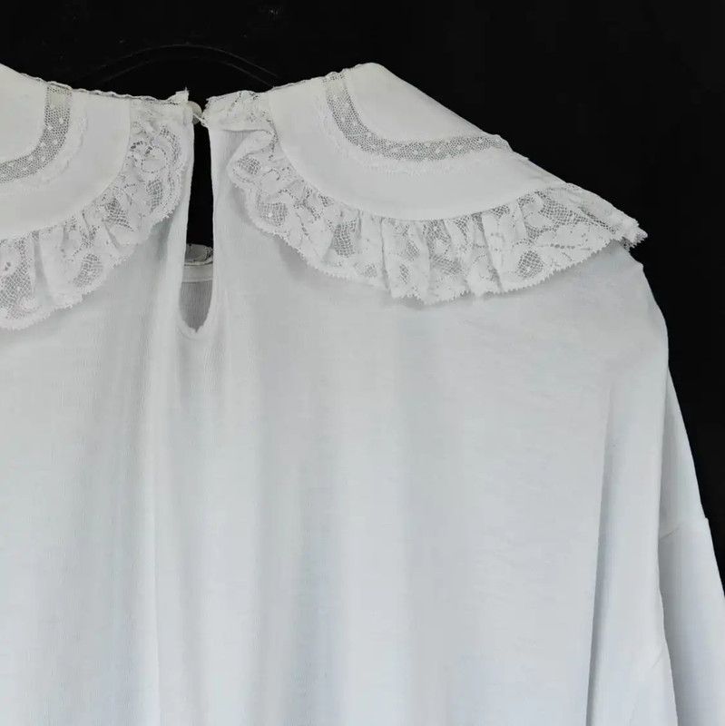 Miu Miu Miu Miu White Summer Cotton Lace Tee 0089 Size ONE SIZE - 4 Thumbnail
