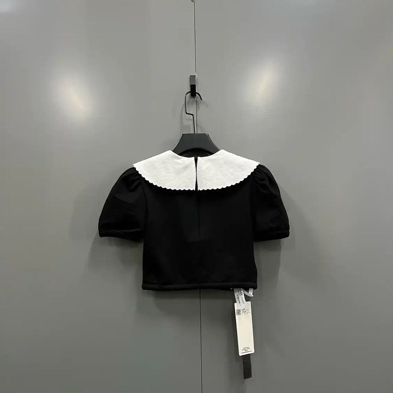 Miu Miu Miu Miu Black Short Sleeve Crop T-Shirt 0089 Size ONE SIZE - 3 Thumbnail