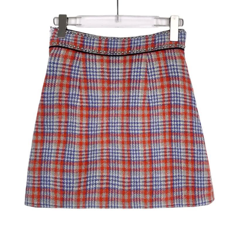 Miu Miu Miu Miu Color Block Wool Skirt in S Size 0089 Size 23" - 2 Thumbnail