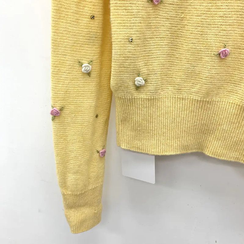 Miu Miu Miu Miu Yellow Wool Sweater with Crochet Collar 0089 Size S / US 4 / IT 40 - 4 Thumbnail