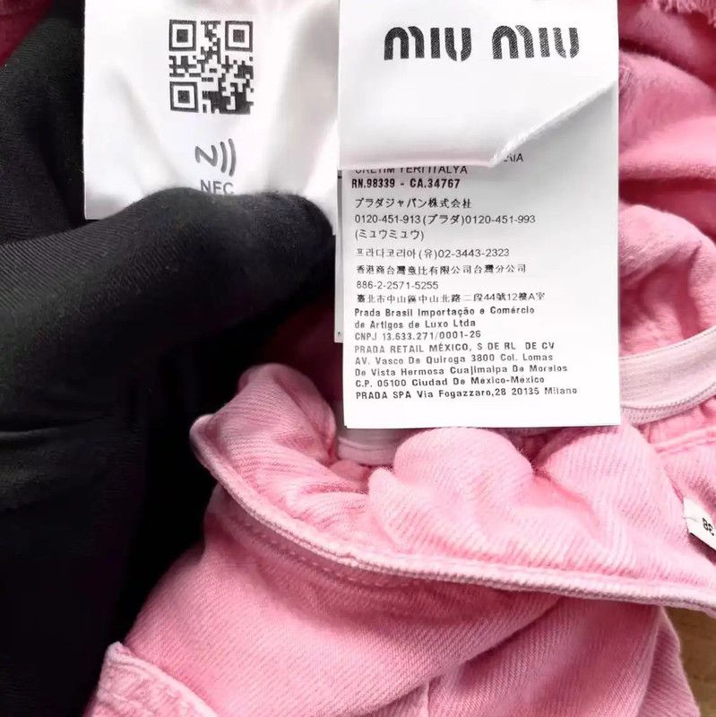 Miu Miu Miu Miu Pink Denim Logo Women's Shorts 0089 Size 23" - 6 Thumbnail