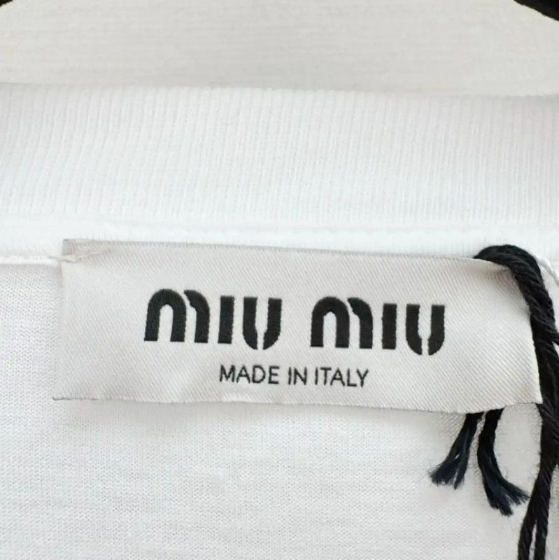 Miu Miu Miu Miu White Short Sleeve T-Shirt 0089 Size S / US 4 / IT 40 - 2 Thumbnail