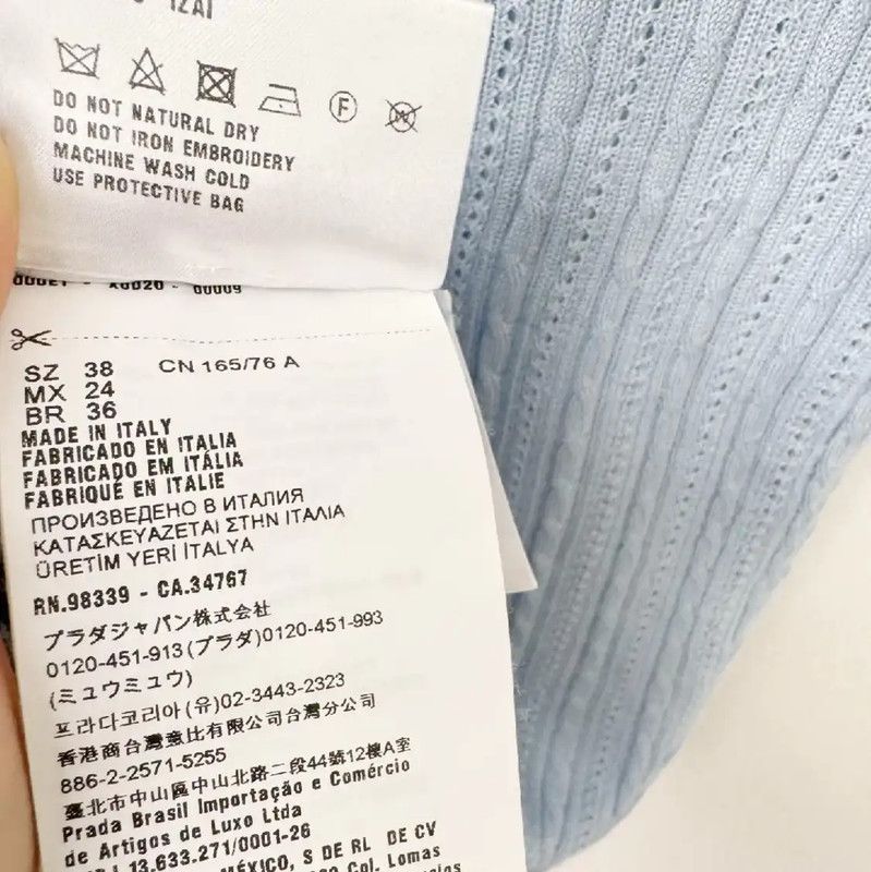 Miu Miu Miu Miu Summer Blue Cashmere Short Sleeve Tee 0089 Size S / US 4 / IT 40 - 5 Thumbnail