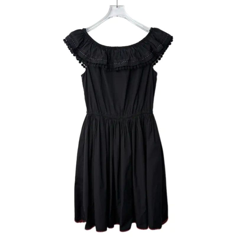 Miu Miu Miu Miu Black Cotton Blend Dress Size L 0089 Size L / US 10 / IT 46 - 2 Thumbnail