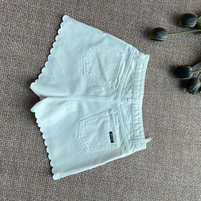Miu Miu Miu Miu White Cotton Women's Shorts 0089 Size 23" - 2 Thumbnail