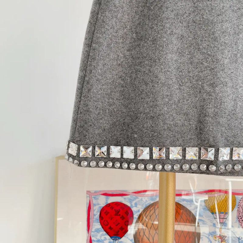 Miu Miu Gray Wool A-Line Skirt for Women 0089