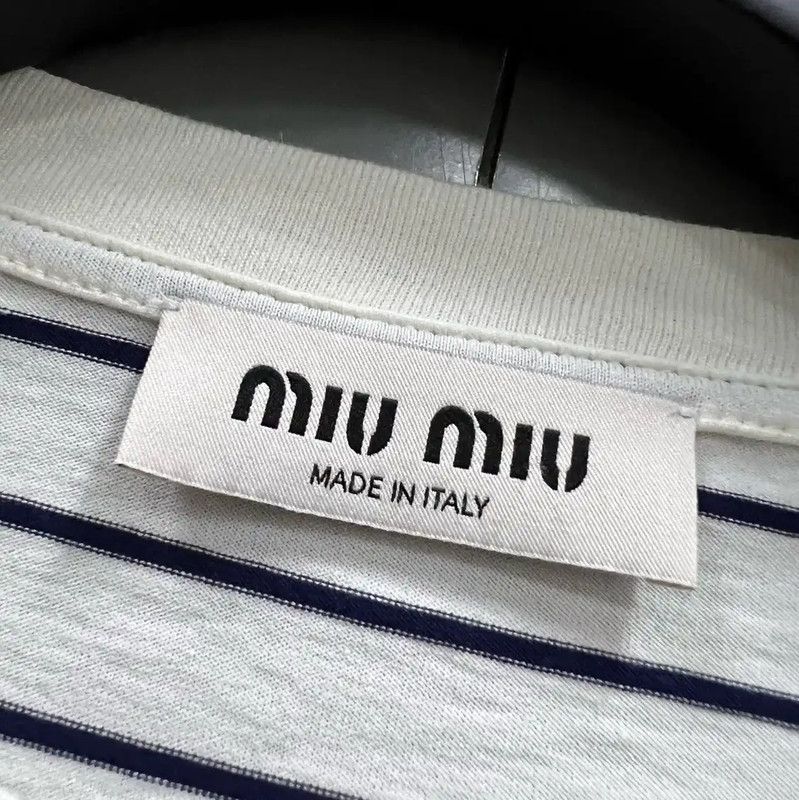 Miu Miu Miu Miu Striped Summer Crop T-Shirt 0089 Size XS / US 0-2 / IT 36-38 - 2 Thumbnail
