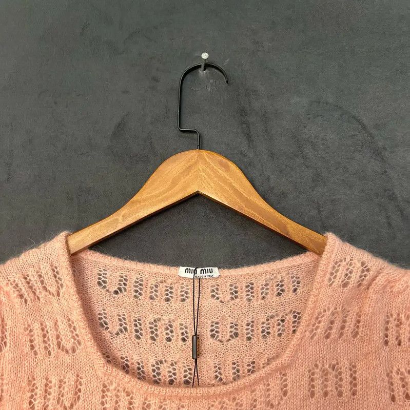 Miu Miu Miu Miu Pink Short-Sleeve Wool T-Shirt 0089 Size XS / US 0-2 / IT 36-38 - 3 Thumbnail