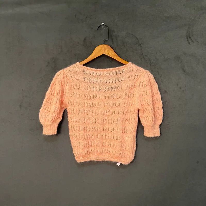 Miu Miu Miu Miu Pink Short-Sleeve Wool T-Shirt 0089 Size XS / US 0-2 / IT 36-38 - 2 Thumbnail