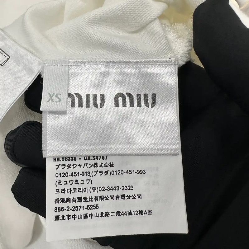 Miu Miu Miu Miu White Cotton Crop T-Shirt 0089 Size XS / US 0-2 / IT 36-38 - 5 Thumbnail