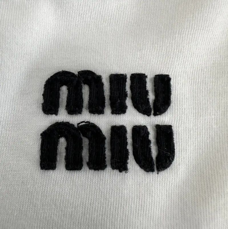 Miu Miu Miu Miu White Cotton Crop T-Shirt 0089 Size XS / US 0-2 / IT 36-38 - 3 Thumbnail