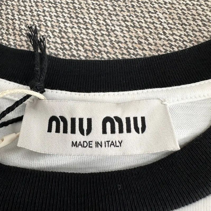 Miu Miu Miu Miu White Cotton Crop T-Shirt 0089 Size XS / US 0-2 / IT 36-38 - 4 Thumbnail