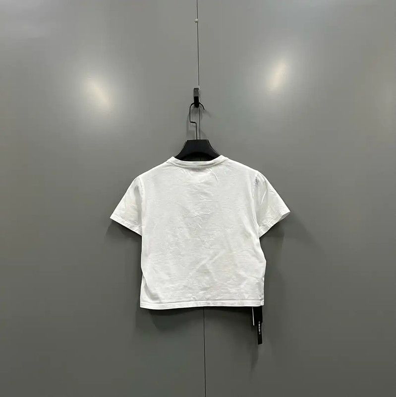 Miu Miu Miu Miu Summer White Logo Cropped T-Shirt 0089 Size L / US 10 / IT 46 - 3 Thumbnail
