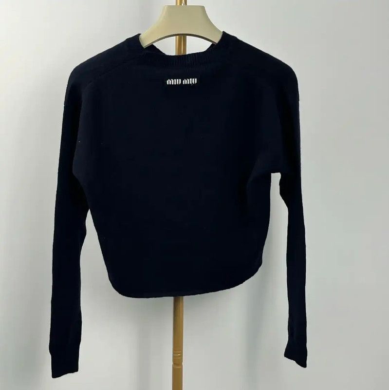 Miu Miu Miu Miu Black Wool Pullover Sweater 0089 Size M / US 6-8 / IT 42-44 - 2 Thumbnail